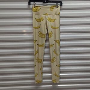 Goldsheep Size XS Banana Print Yellow Leggings Kitschy Quirky Fun Festival
